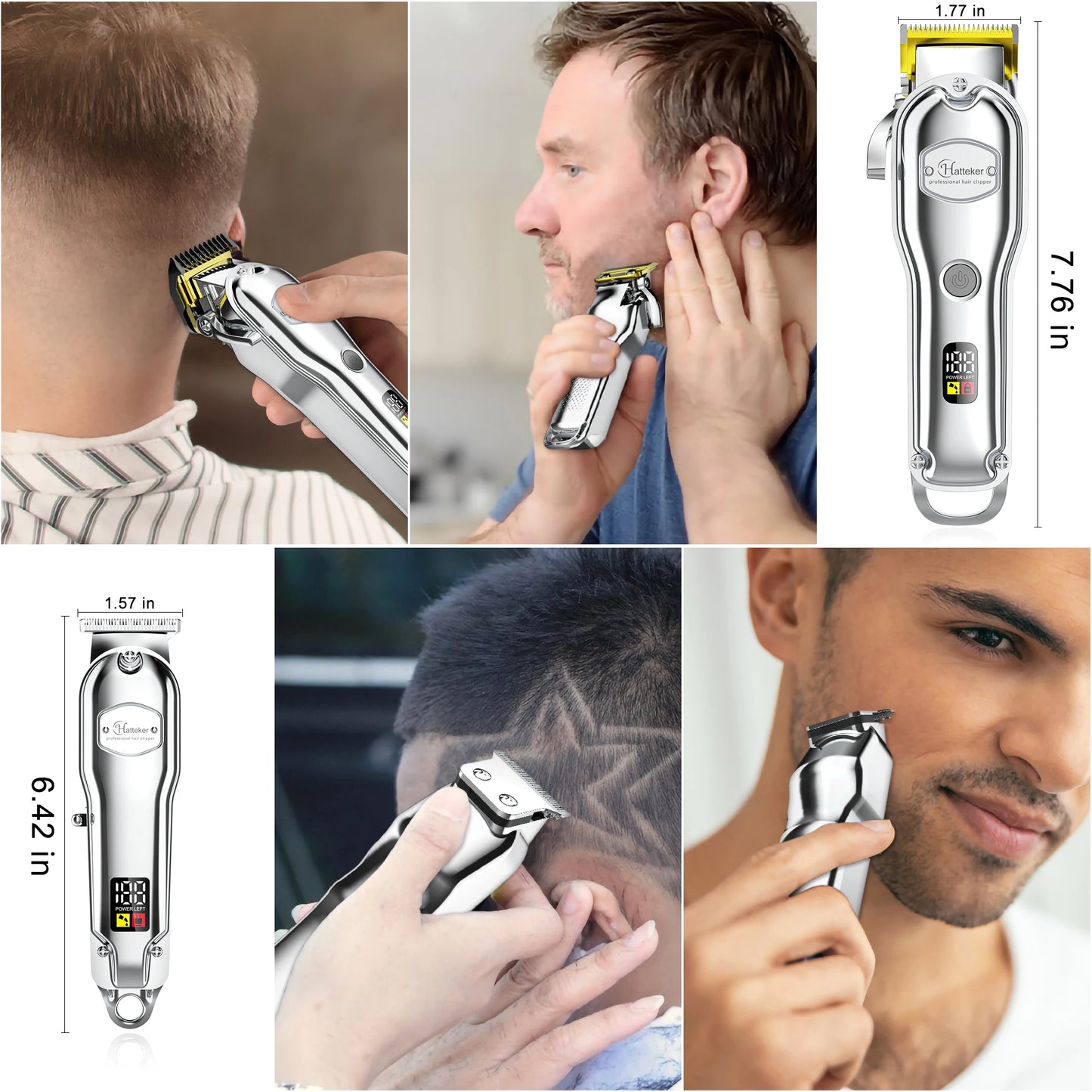 Hatteker Professional Hair Clipper Set Cordless LCD Display