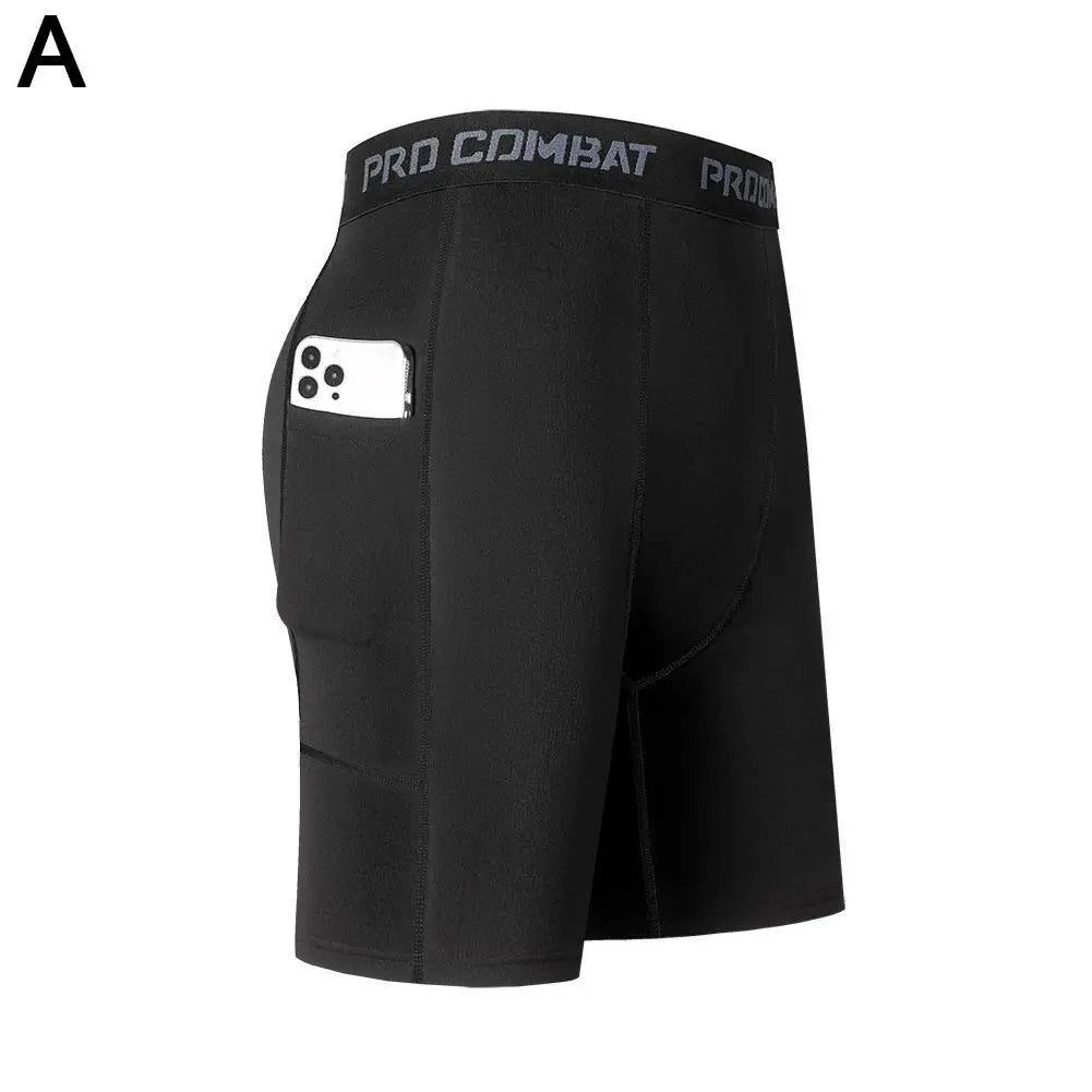 High Performance Men's Compression Shorts With Pocket For Sports