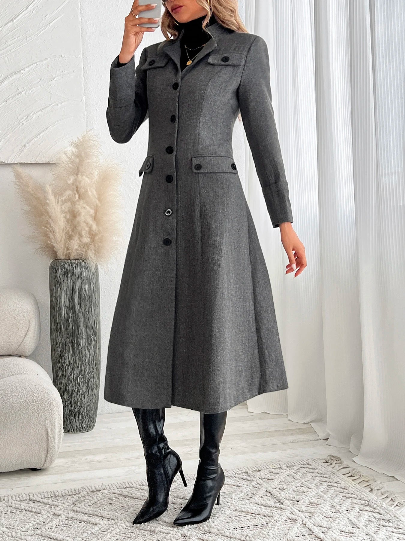 ZHUANIECN Elegant Long Stylish Jacket Suit Coat For Women