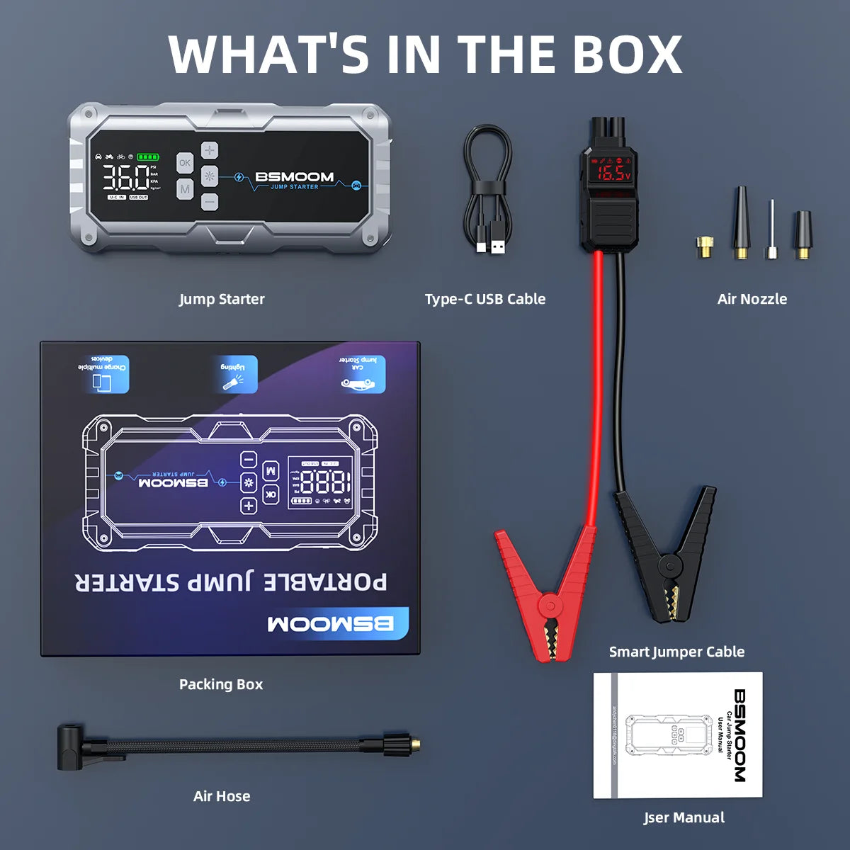 ZUKAKA Jump Starter With Air Compressor 4000A Car Booster PowerBank