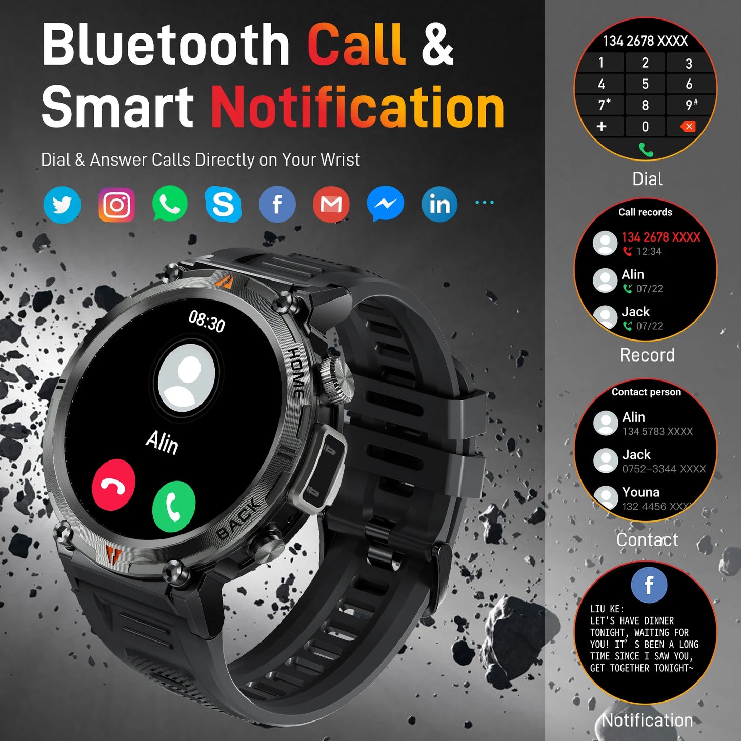 LaNikar KE3 Smart Watch With Bluetooth Calling And Health Monitor