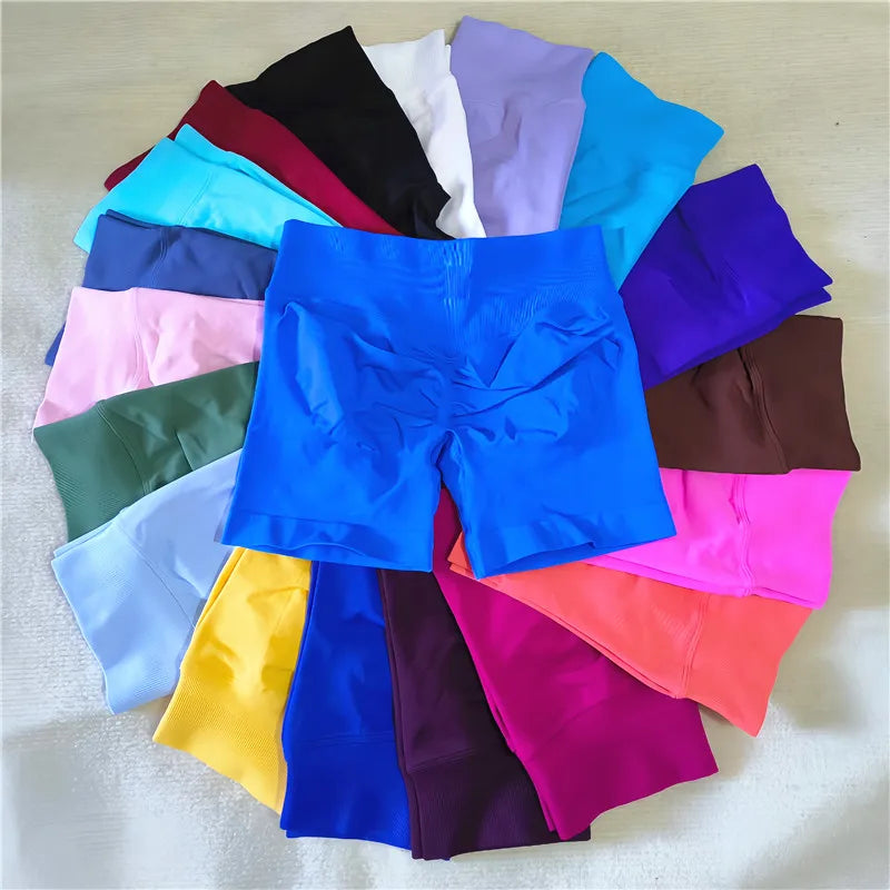 Women Seamless Gym Running Shorts Scrunch Butt Biker Cycling