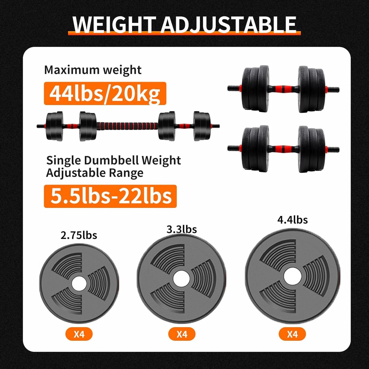 Vitality Wellness Store Adjustable Dumbbell Barbell Set For Home Gym