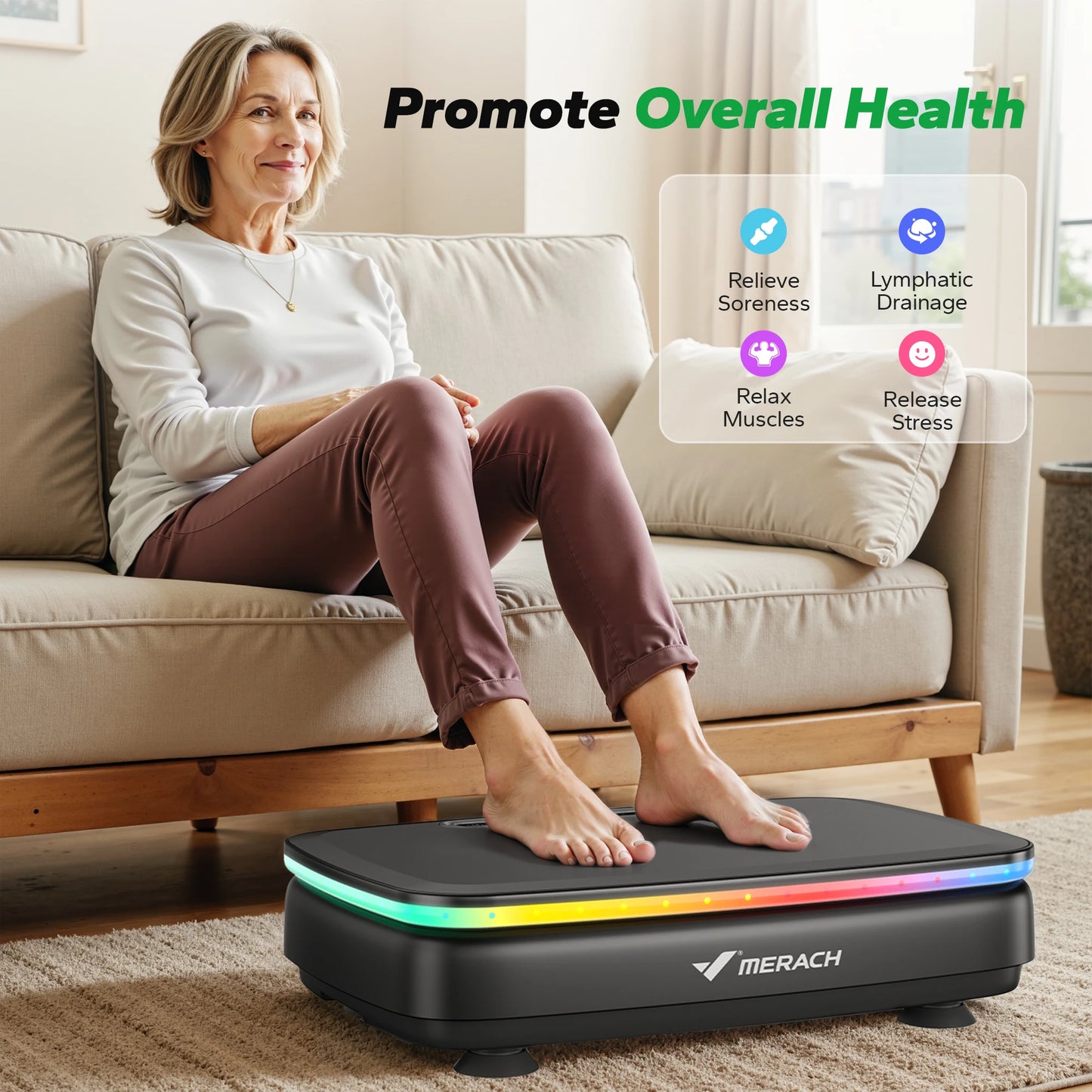 MERACH Vibration Plate for Full Body Workout and Lymphatic Drainage
