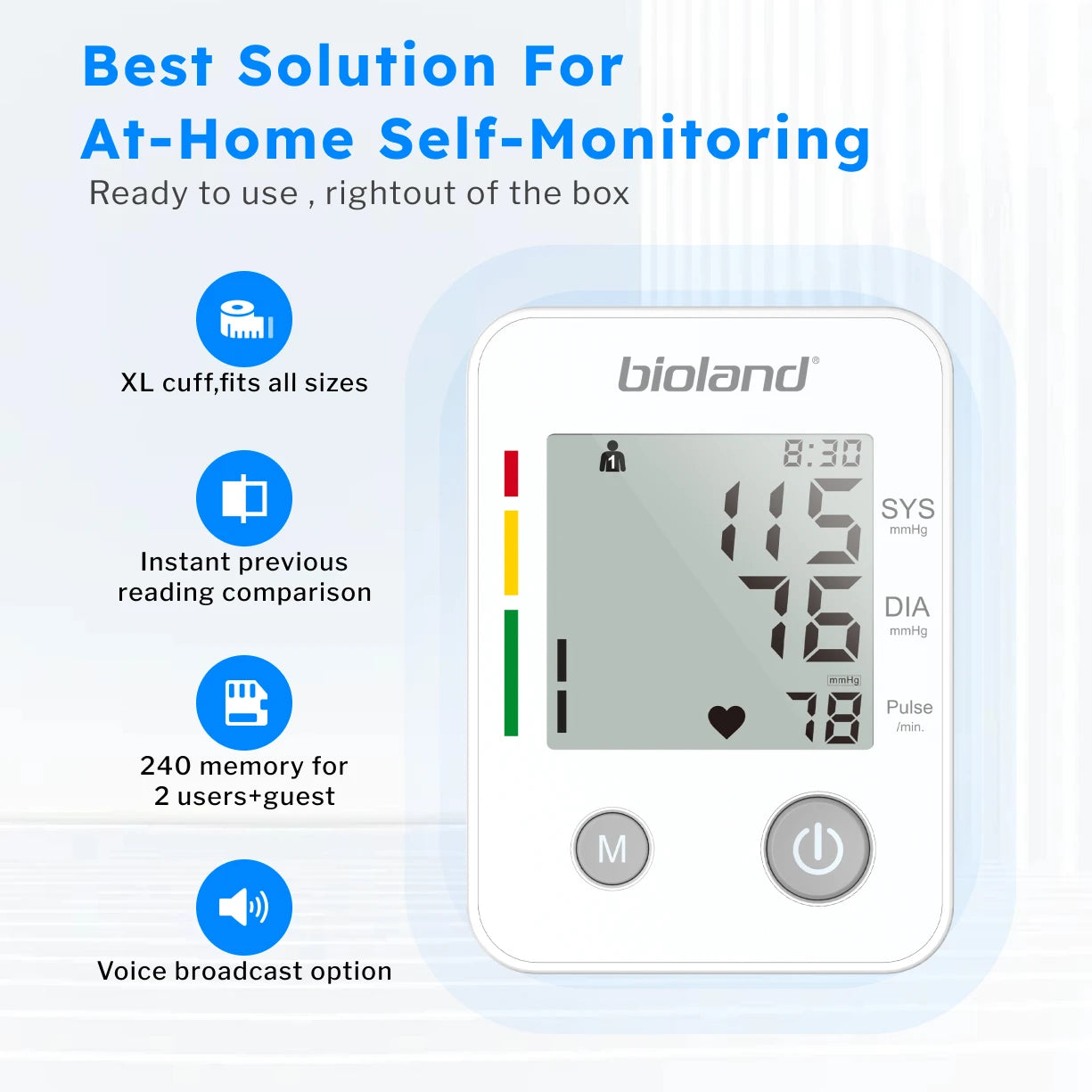 Bioland Upper Arm Blood Pressure Monitor Automatic Digital BP Device
