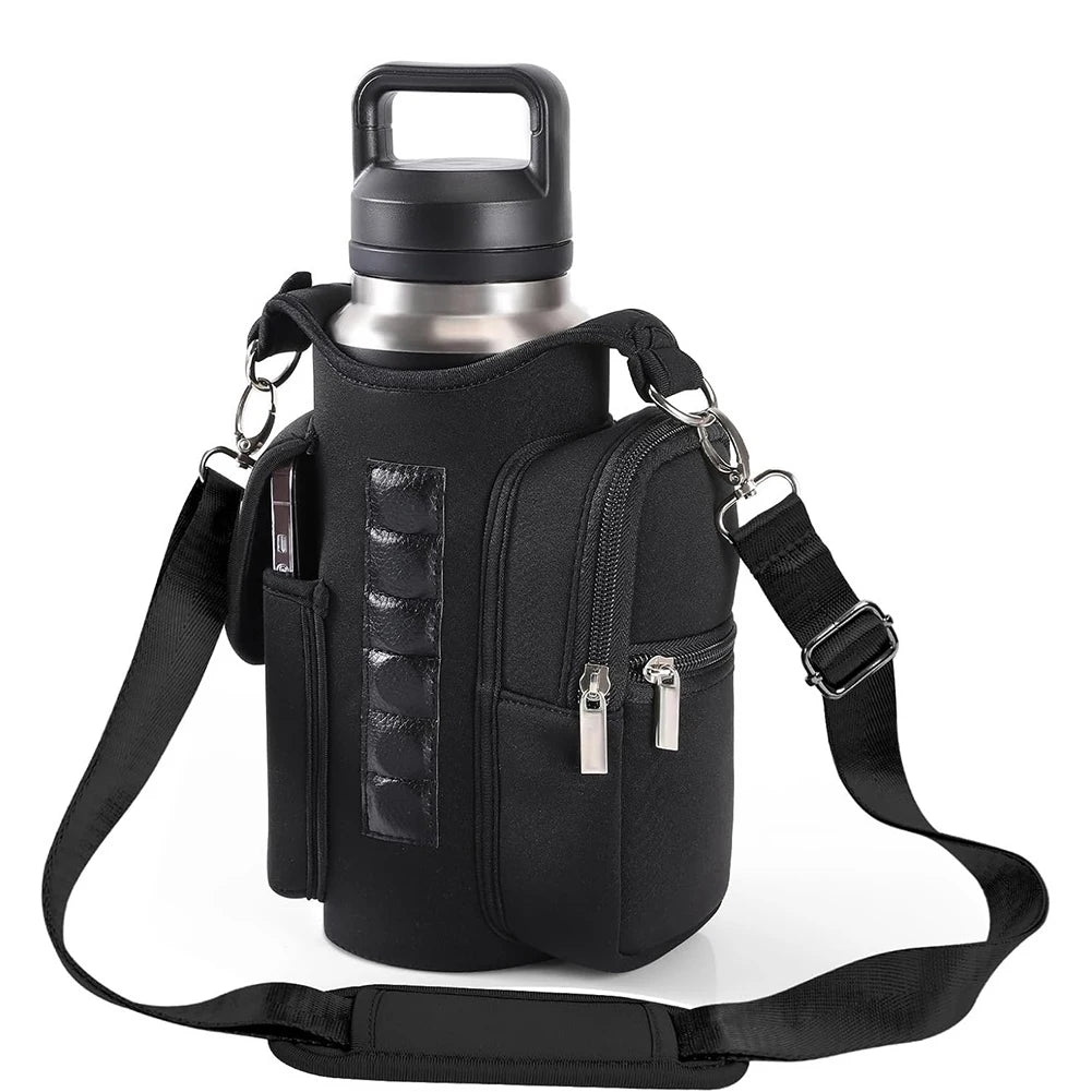 APWIKOGER Magnetic Water Bottle Holder Bag With Phone Pocket And Shoulder Strap Carrier Built In Magnets