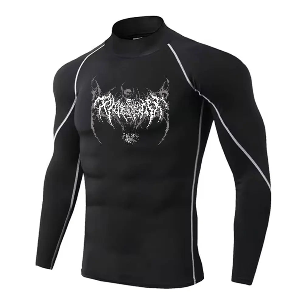 Mens Turtleneck Compression Rash Guard For Gym And Bodybuilding