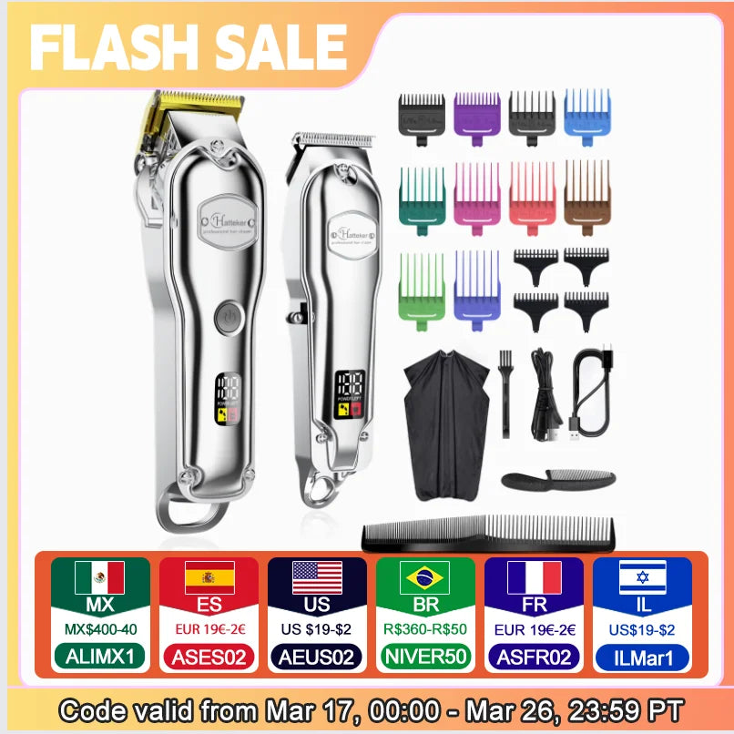 Hatteker Professional Hair Clipper Set Cordless LCD Display