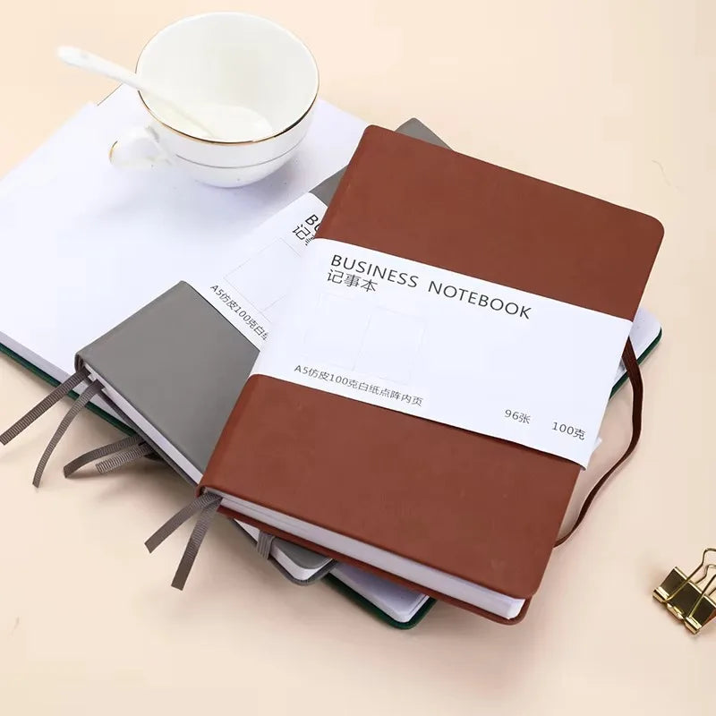 Hard Cover Dot Grid Notepad With Strap For Business Notes