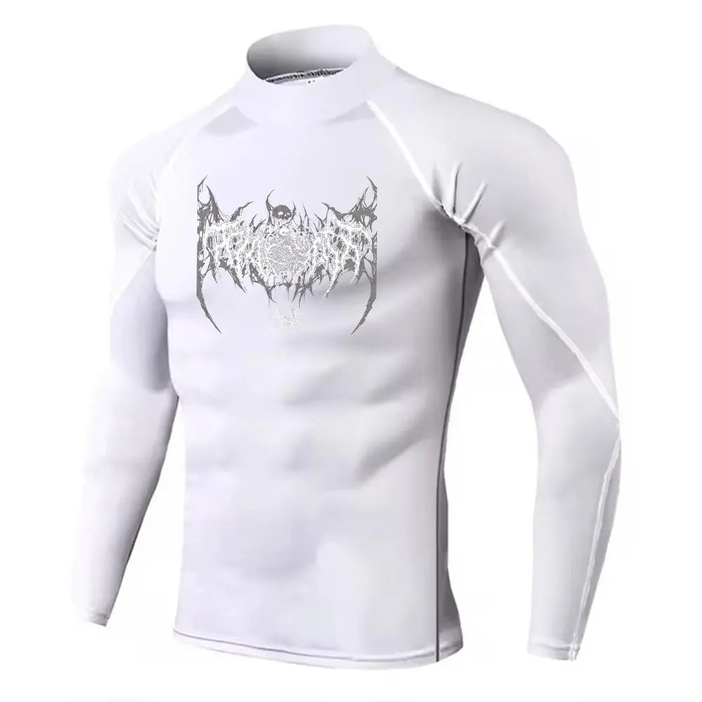 Mens Turtleneck Compression Rash Guard For Gym And Bodybuilding