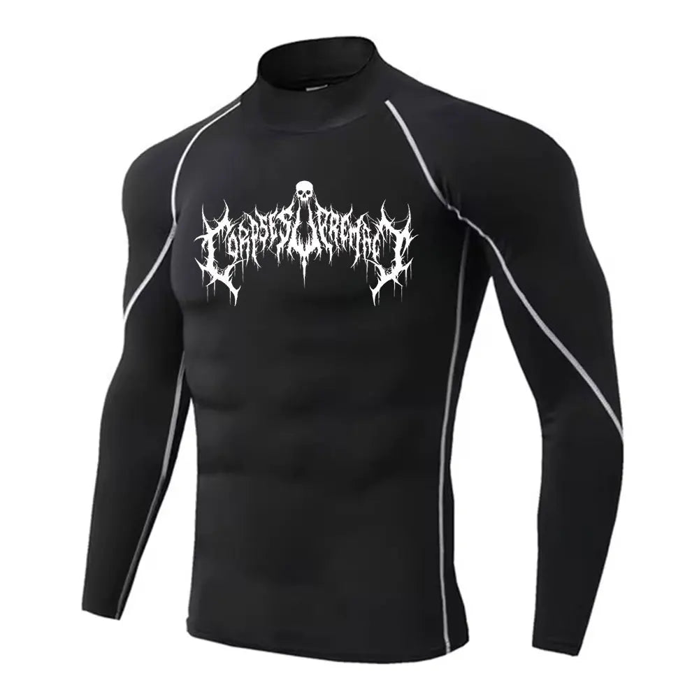 Mens Turtleneck Compression Rash Guard For Gym And Bodybuilding