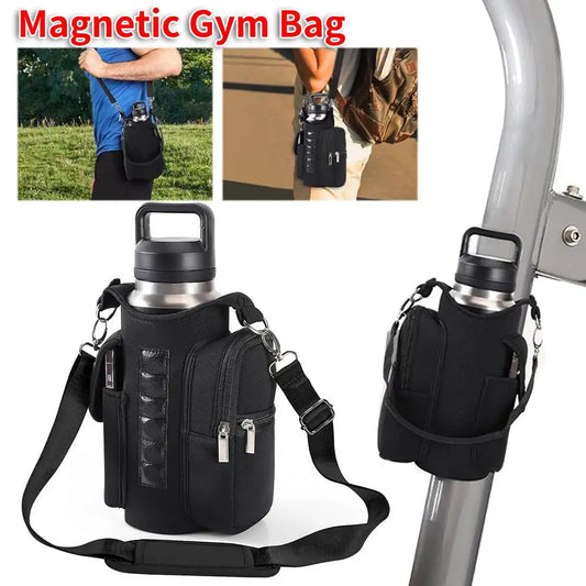 APWIKOGER Magnetic Water Bottle Holder Bag With Phone Pocket And Shoulder Strap Carrier Built In Magnets