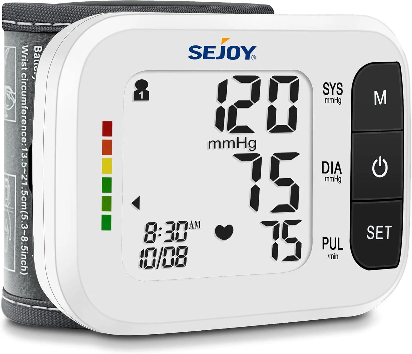 Sejoy Wrist Blood Pressure Monitor With Heartbeat Detection