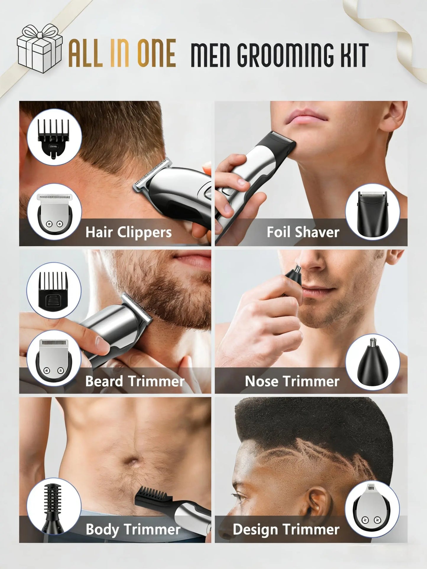 Ufree Beard Trimmer For Men Waterproof Electric Razor Cordless Grooming