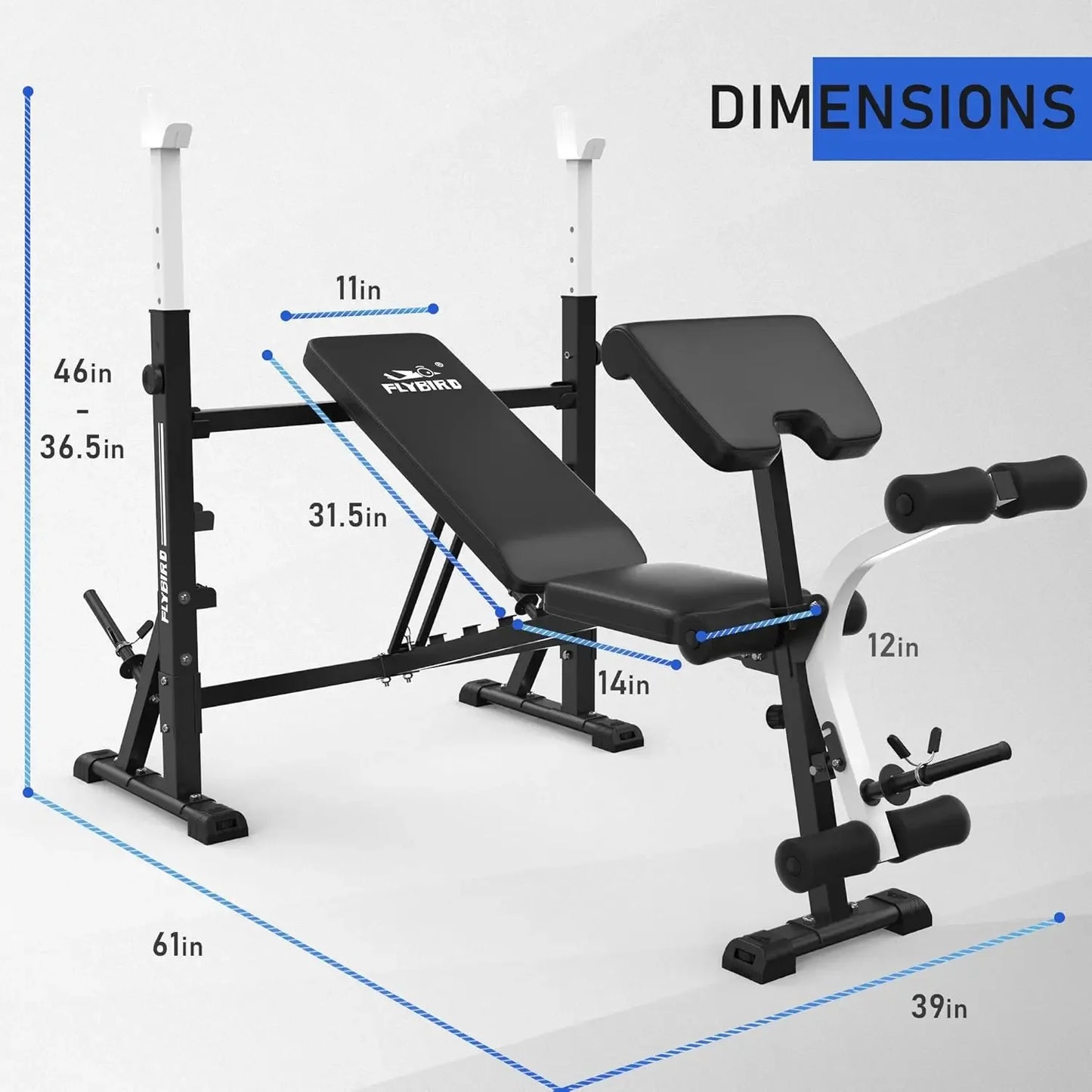 Adjustable Weight Bench with Bench Press Rack and Leg Extension