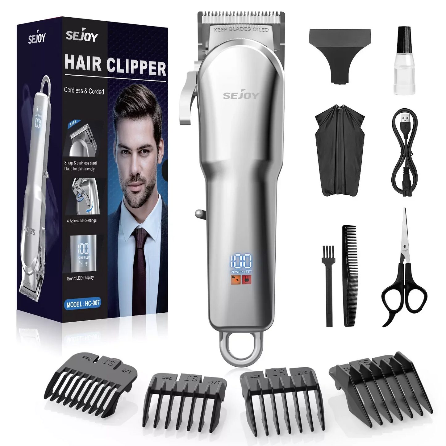 Sejoy Hair Clippers for Men Professional Cordless Grooming Kit