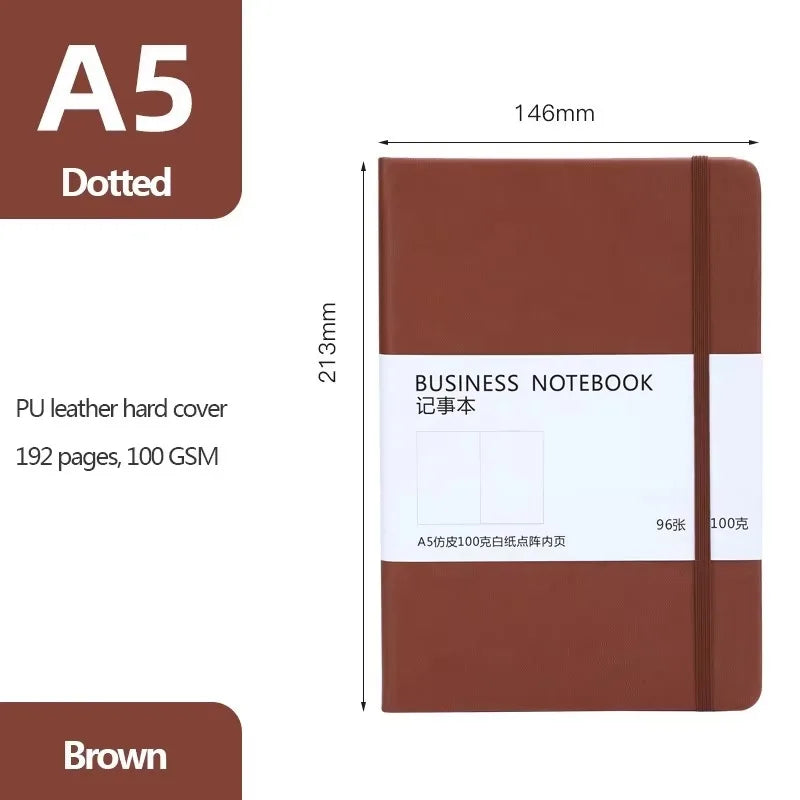 Hard Cover Dot Grid Notepad With Strap For Business Notes