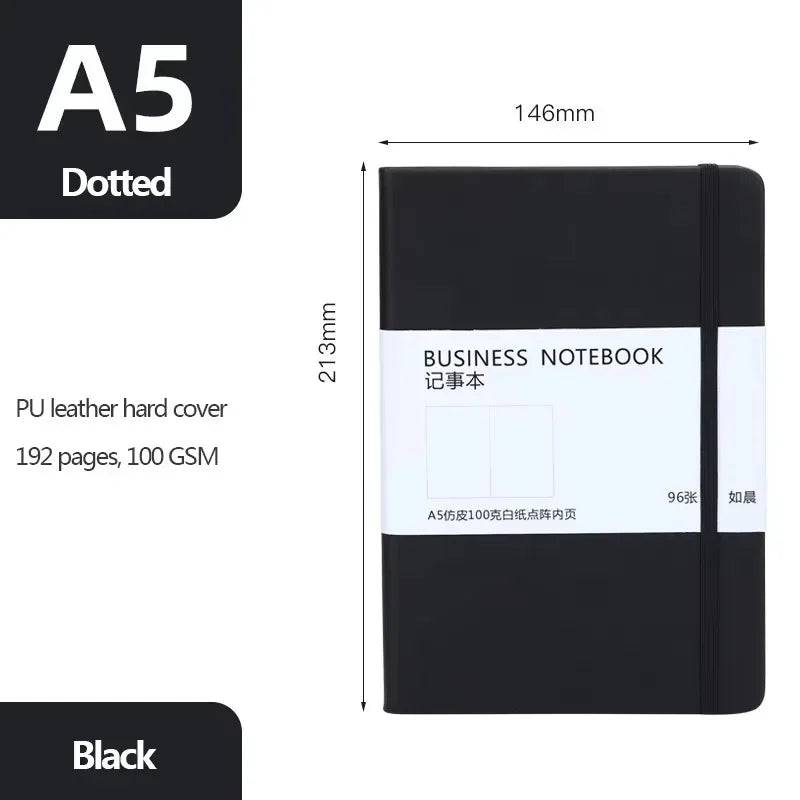 Hard Cover Dot Grid Notepad With Strap For Business Notes