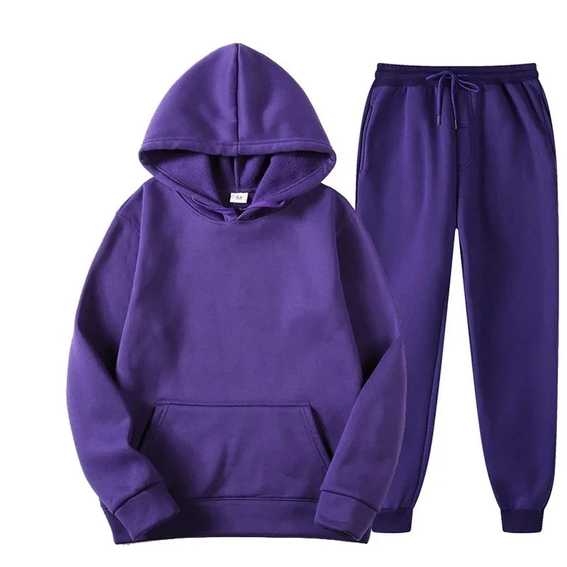 Velvet Warm Hoodie And Jogger Set Unisex Sportswear