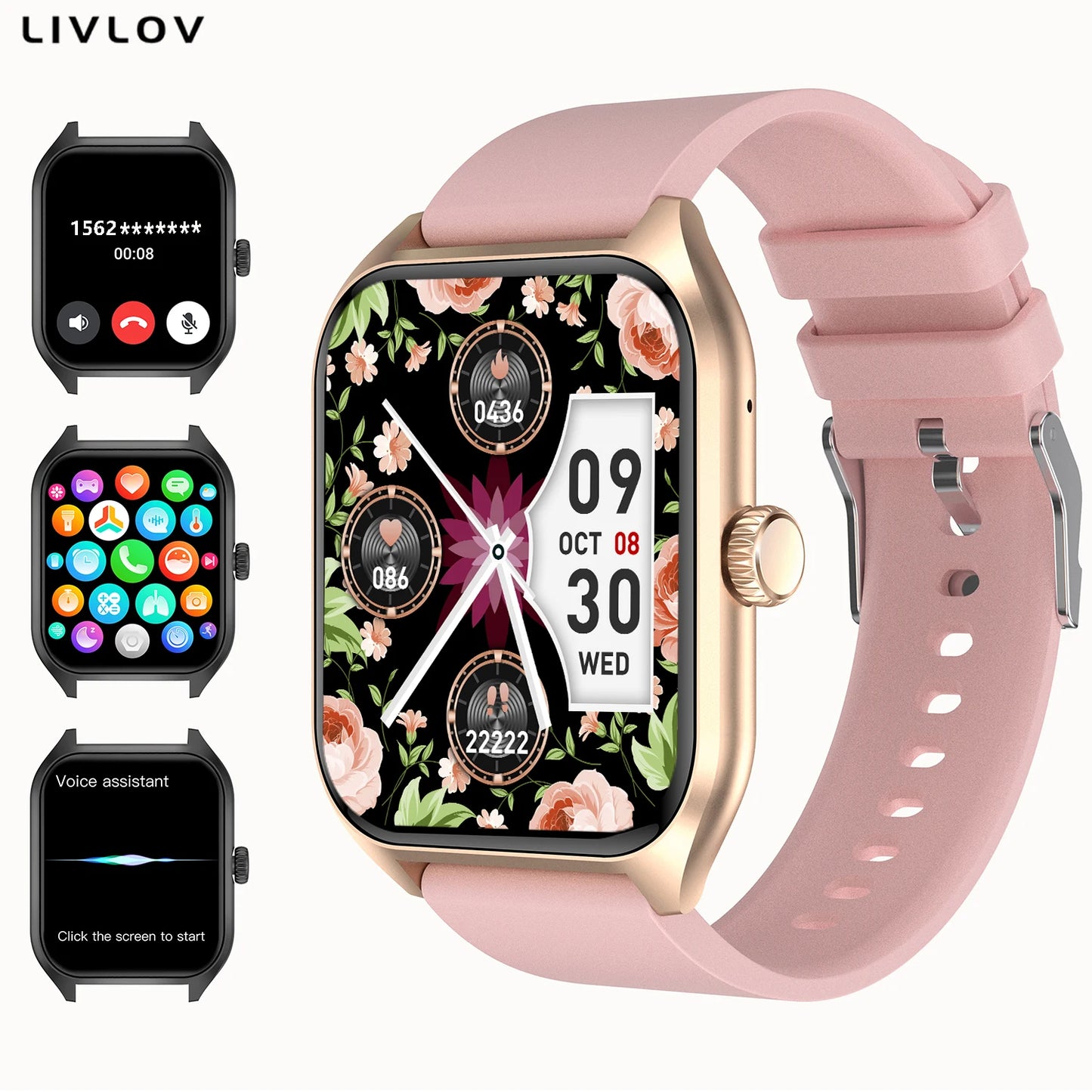 LIVLOVCP AI Voice Assistant Smart Watch HD Screen Activity Tracker