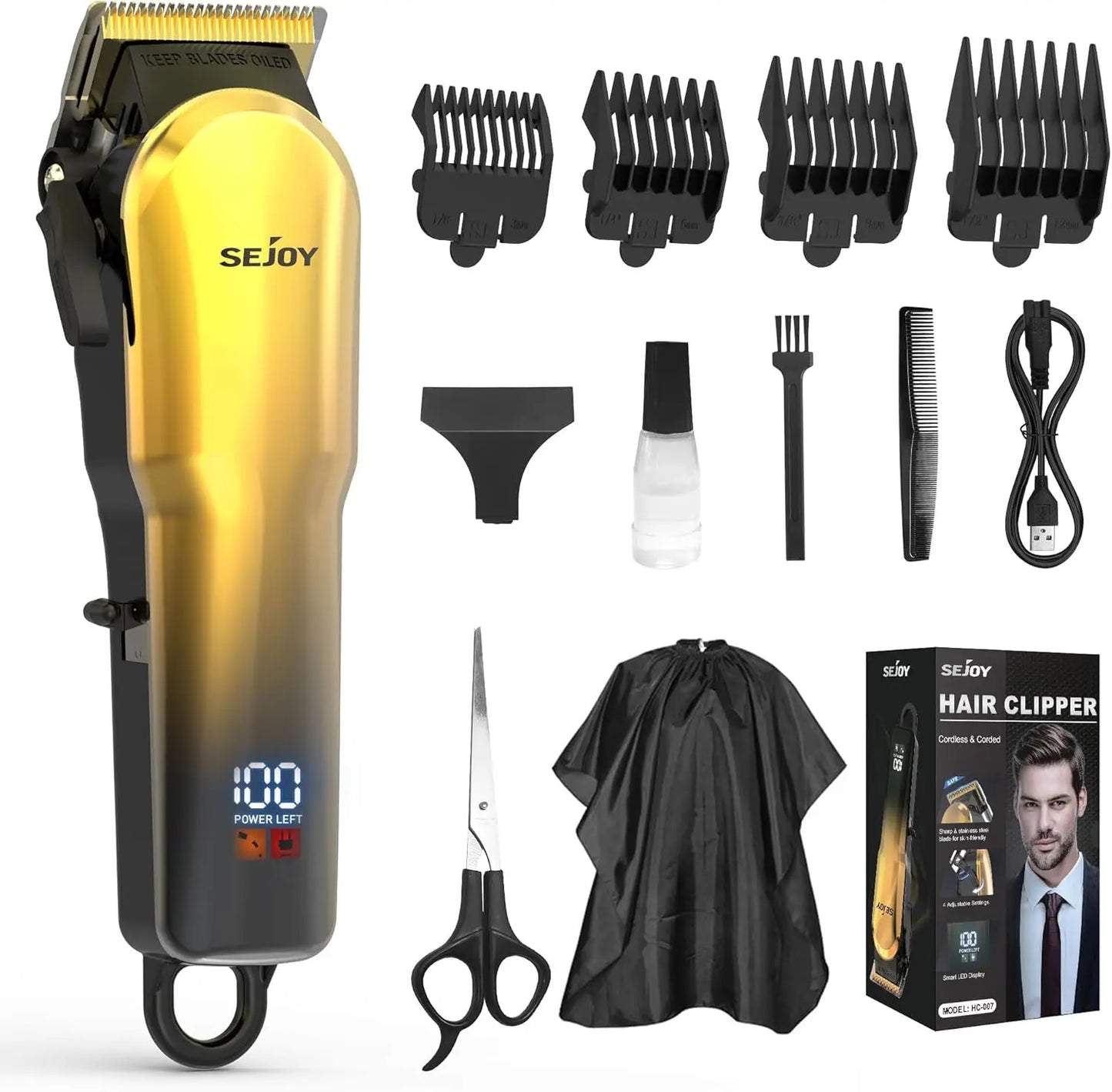 Sejoy Hair Clippers for Men Professional Cordless Grooming Kit