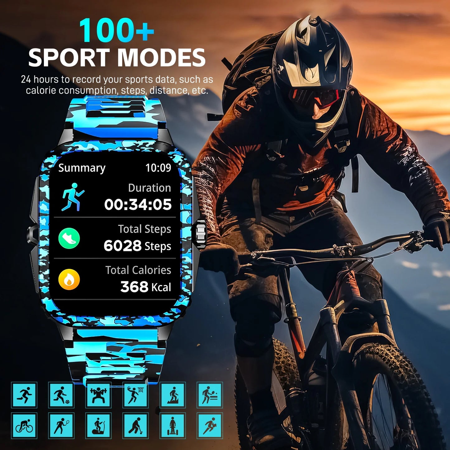 LaNikar KT71 Smart Watch 3ATM Waterproof Fitness Tracker Heart Rate