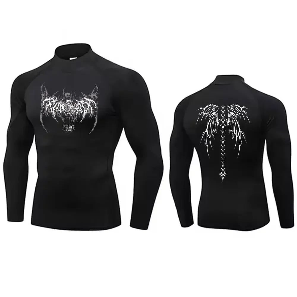 Mens Turtleneck Compression Rash Guard For Gym And Bodybuilding