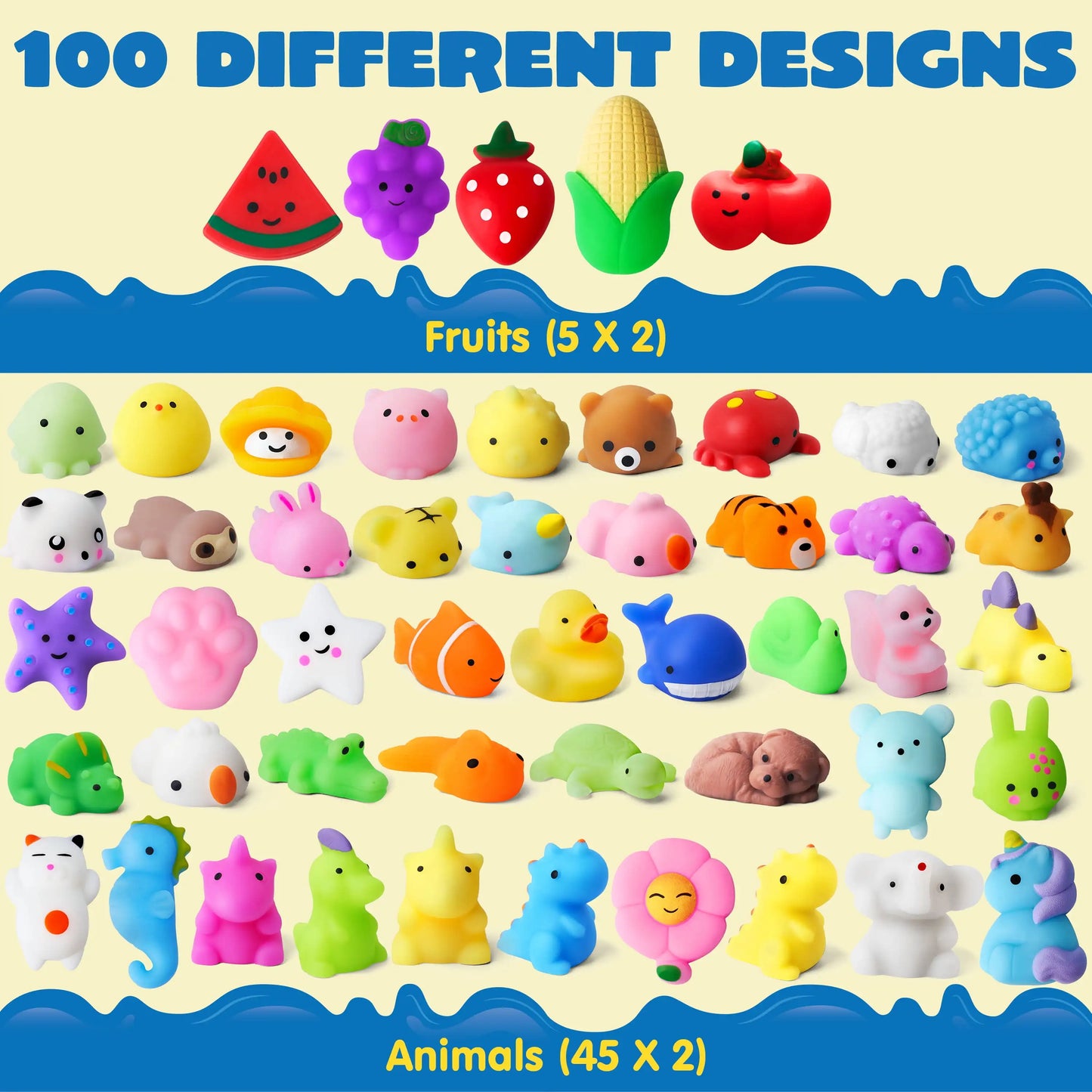 Joyfy Mini Mochi Squishies 100 Pcs Kids Stress Relief Toys