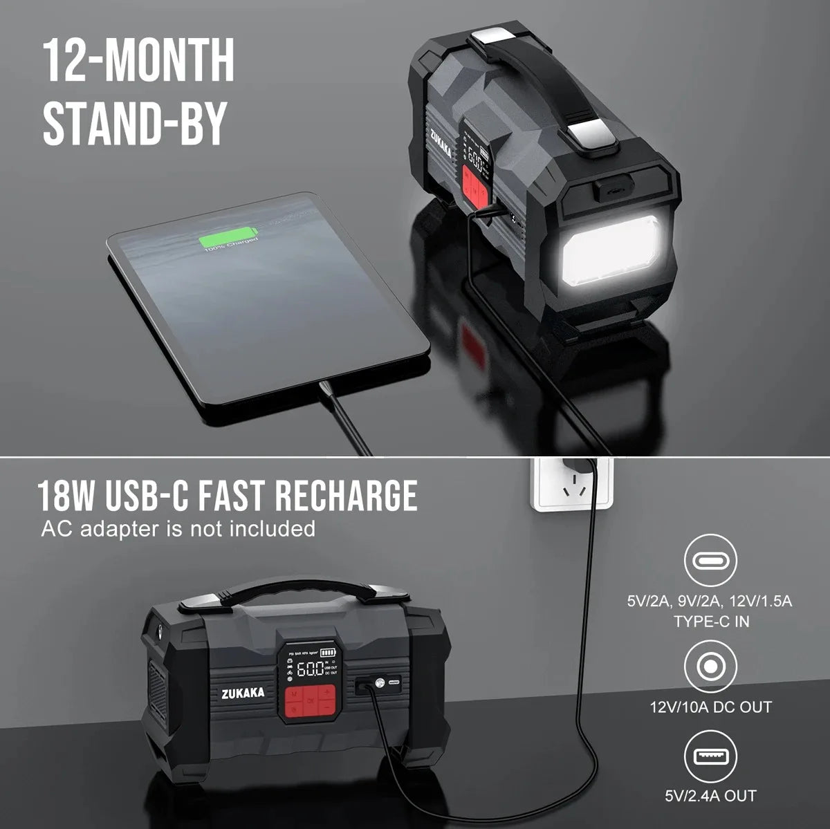 ZUKAKA Jump Starter With Air Compressor 4000A Car Booster PowerBank