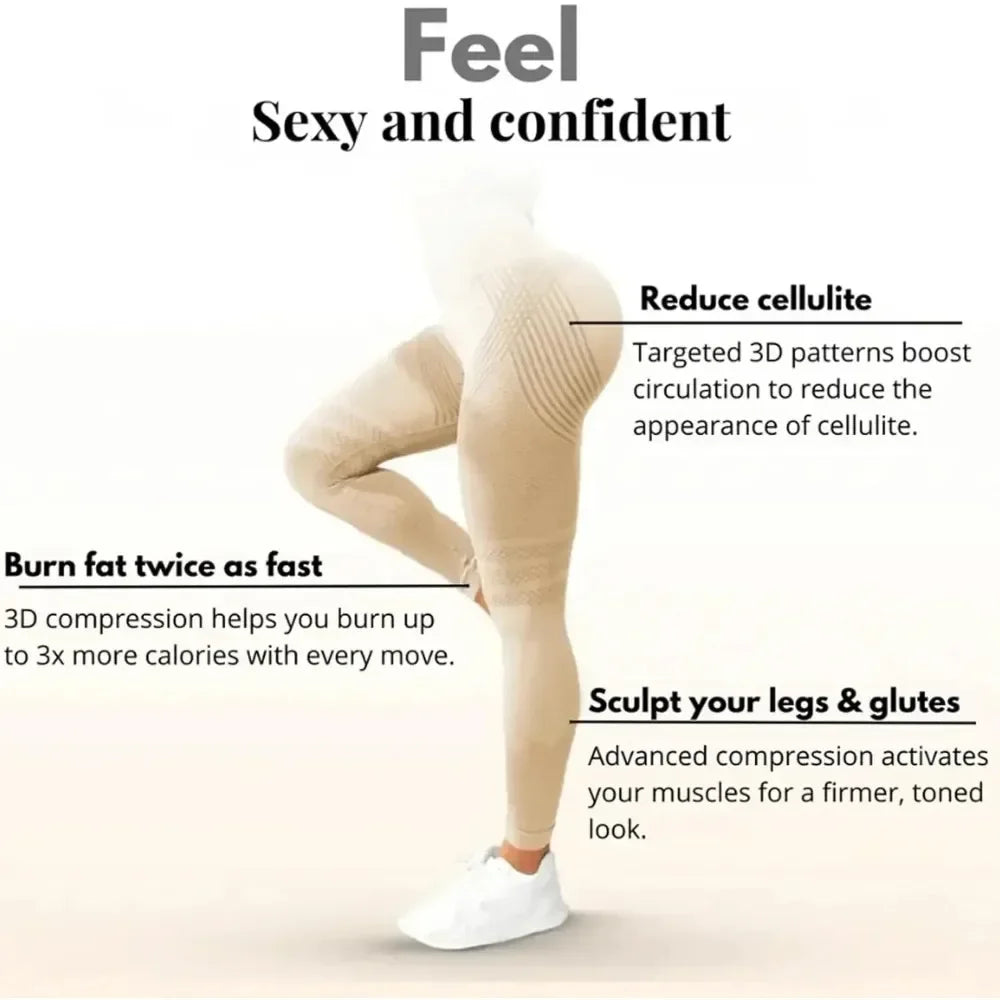 Slimove Cellulite 3D Leggings High Waist Butt Lifting Gym