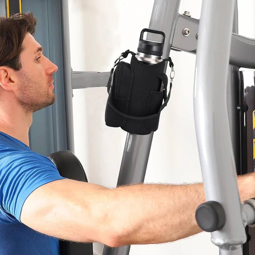 APWIKOGER Magnetic Water Bottle Holder Bag With Phone Pocket And Shoulder Strap Carrier Built In Magnets