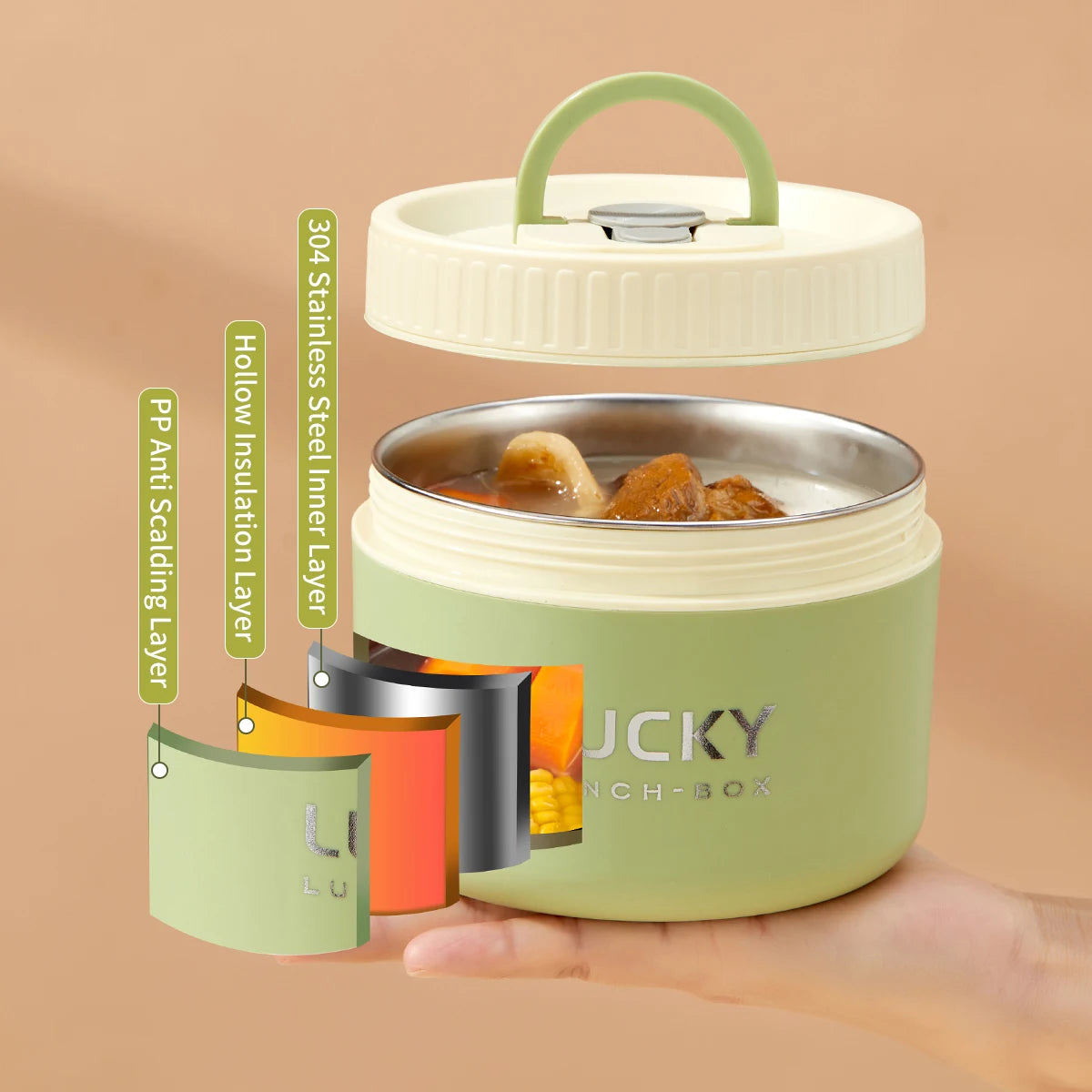 WORTHBUY Portable Sealed Thermal Lunch Box For Kids Steel Bento