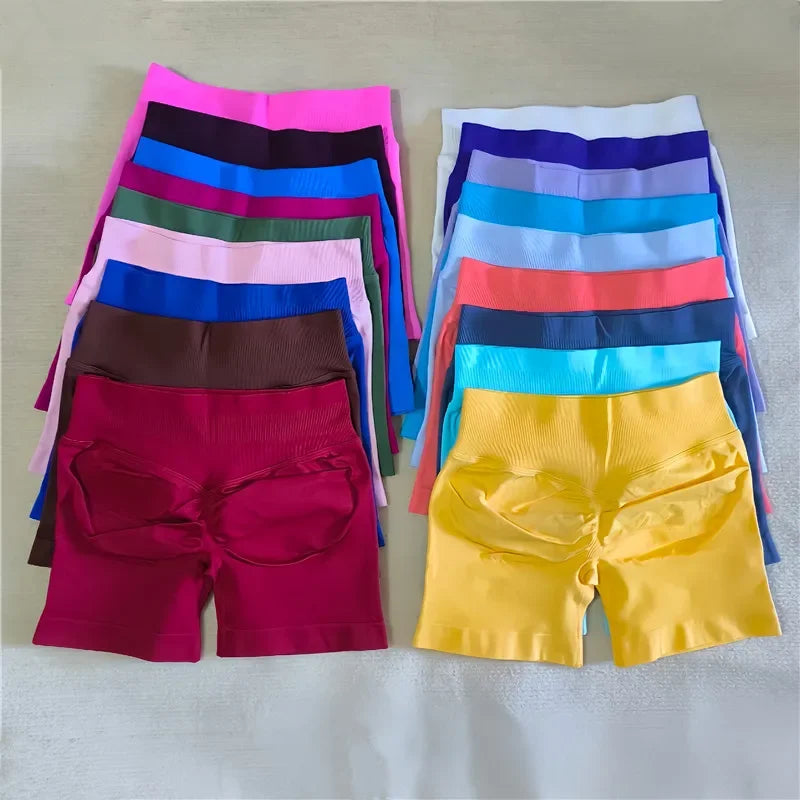 Women Seamless Gym Running Shorts Scrunch Butt Biker Cycling
