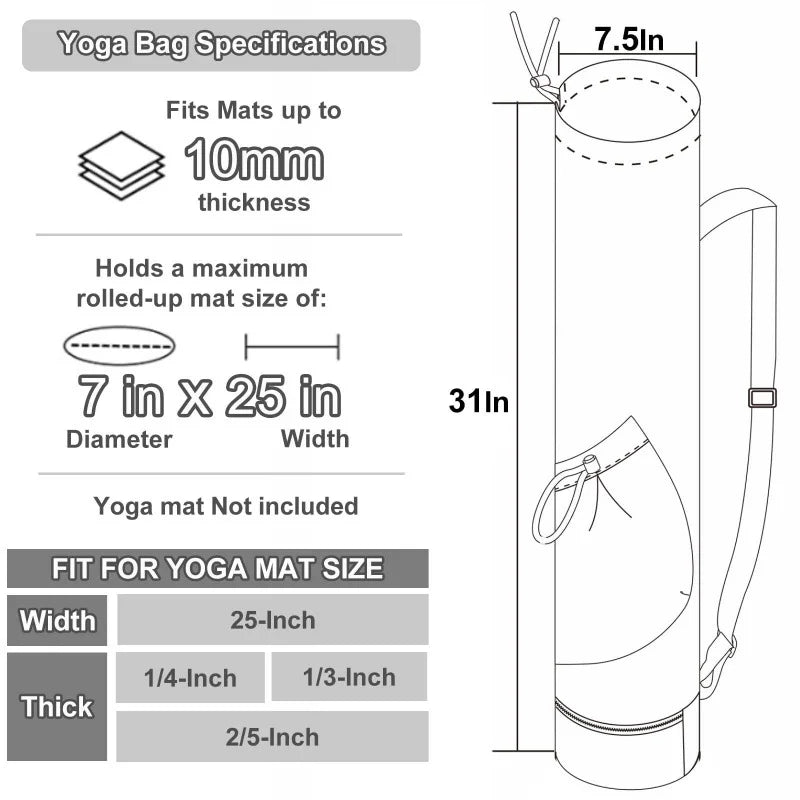 Vitality Wellness Store Yoga Mat Bag With Wet Storage