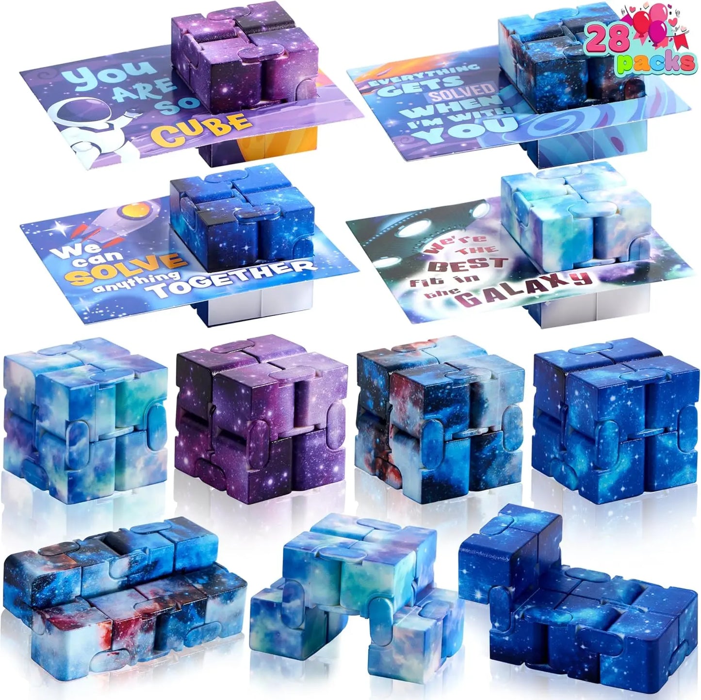 Joyfy 28 Pack Valentine Infinity Flip Stress Relief Fidget Toys