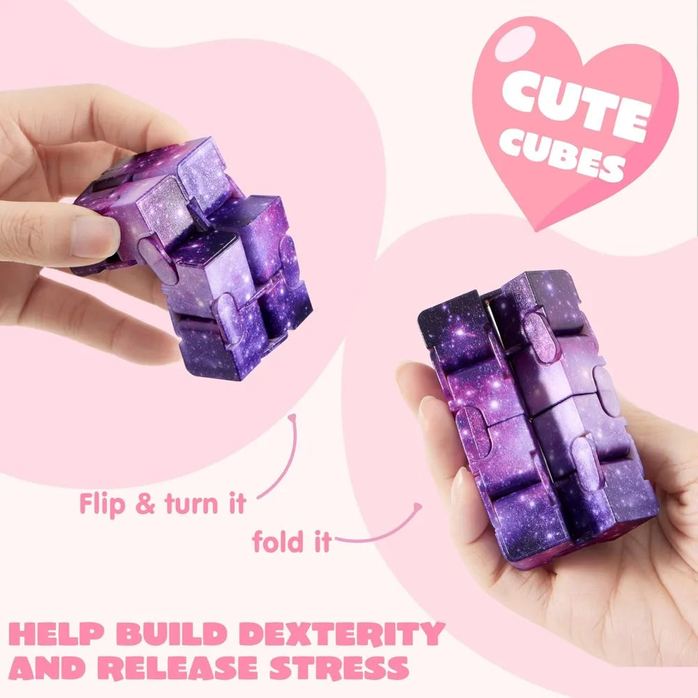 Joyfy 28 Pack Valentine Infinity Flip Stress Relief Fidget Toys