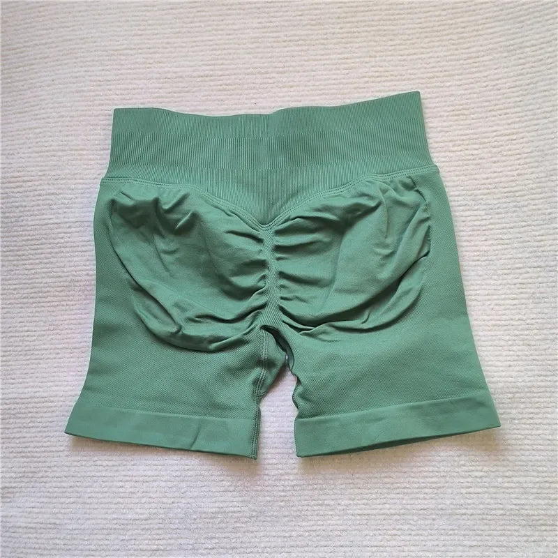 Women Seamless Gym Running Shorts Scrunch Butt Biker Cycling