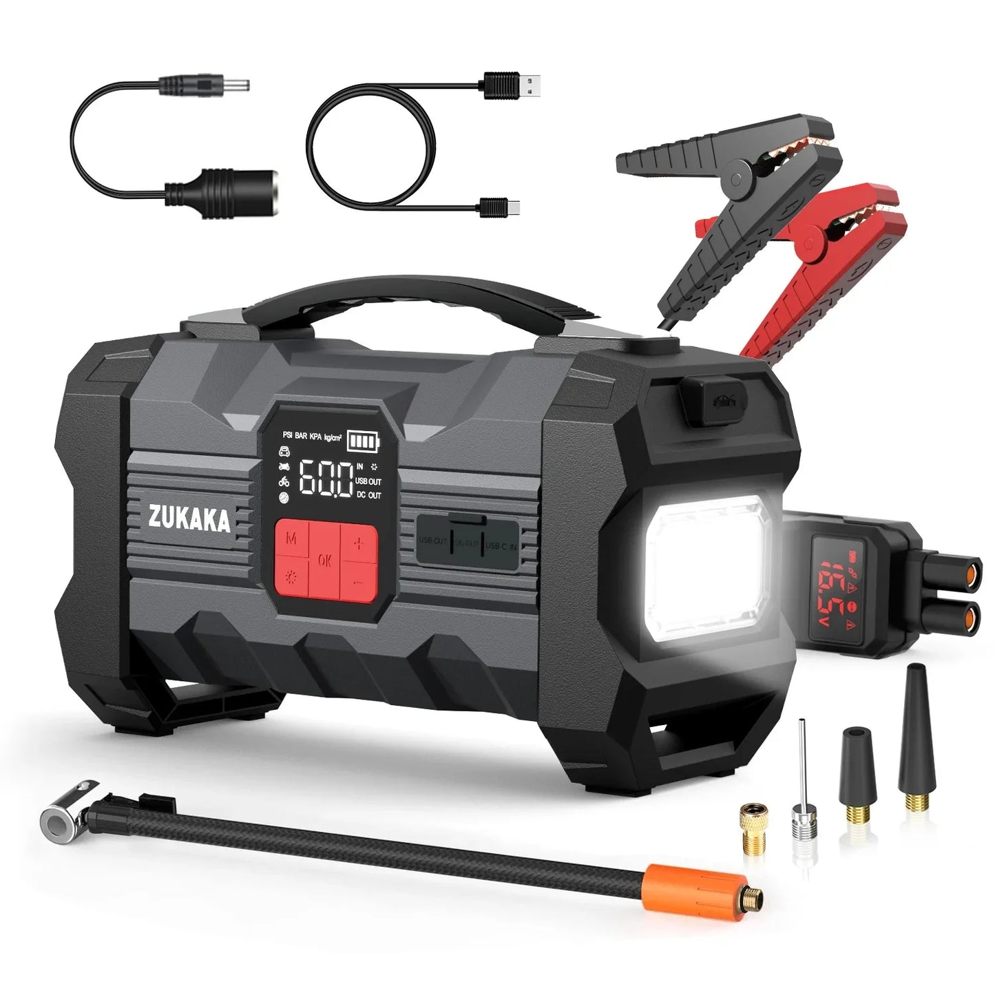 ZUKAKA Jump Starter With Air Compressor 4000A Car Booster PowerBank