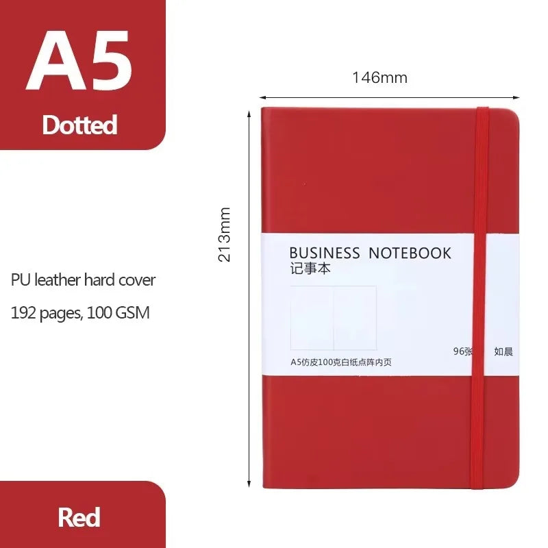 Hard Cover Dot Grid Notepad With Strap For Business Notes