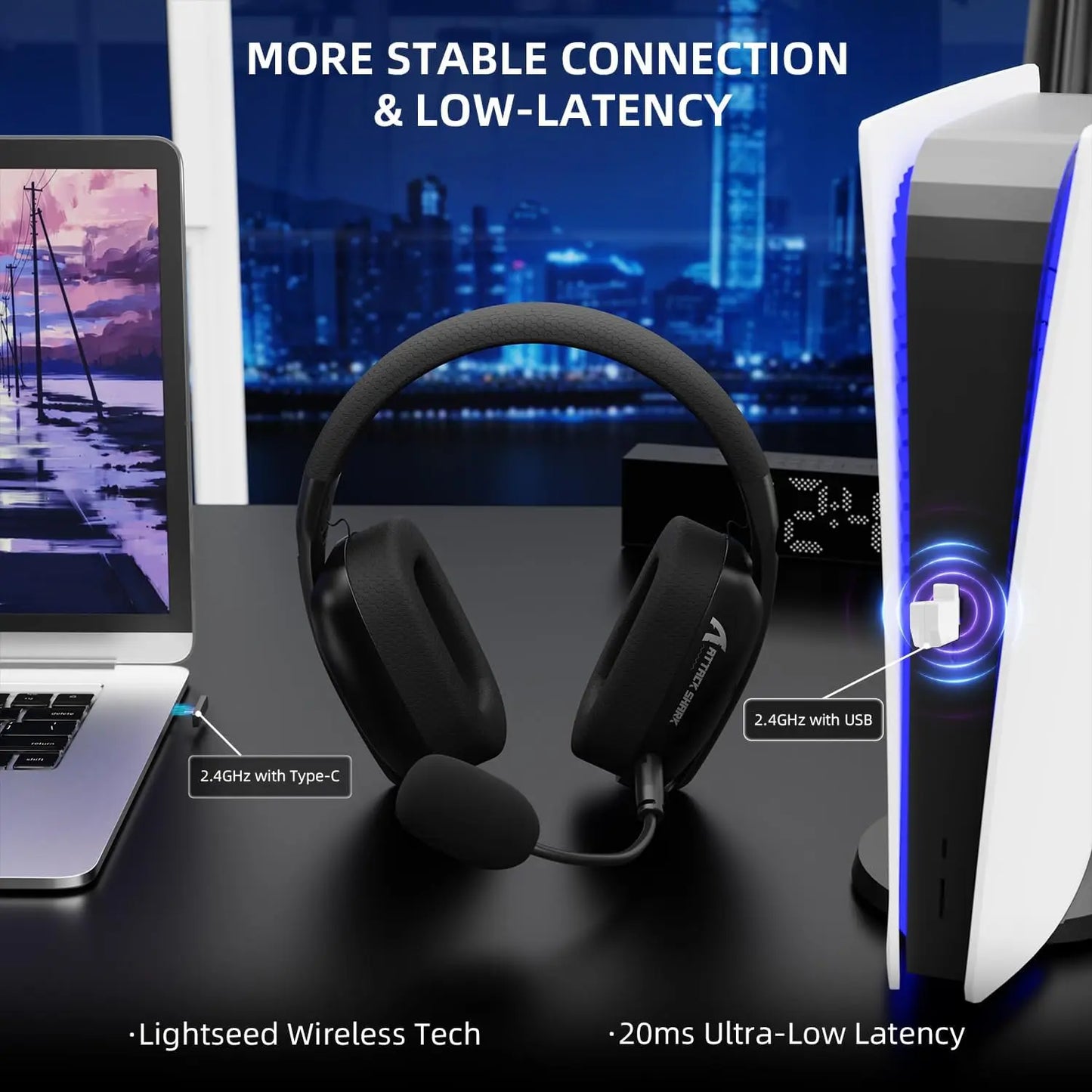 Attack Shark L80PRO Wireless Gaming Headset Dual Microphones TriMode