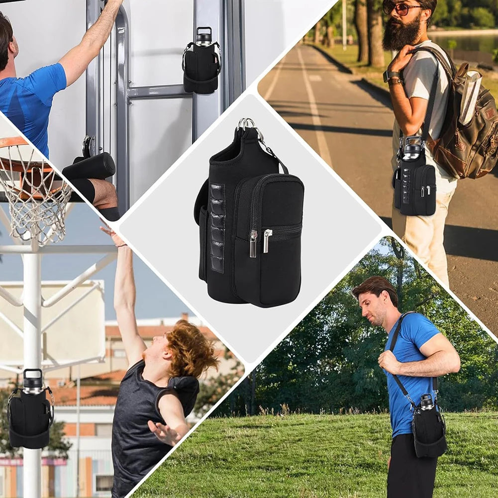 APWIKOGER Magnetic Water Bottle Holder Bag With Phone Pocket And Shoulder Strap Carrier Built In Magnets