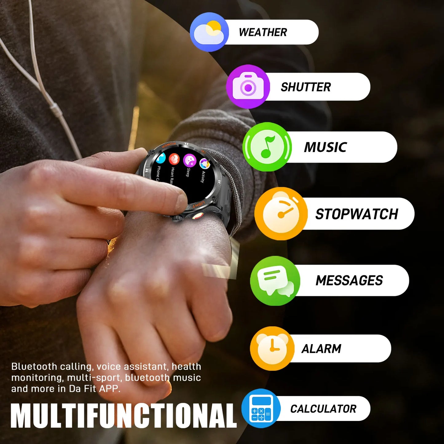 LaNikar KT76 Smartwatch 3ATM Waterproof Heart Rate Sleep Tracking Bluetooth