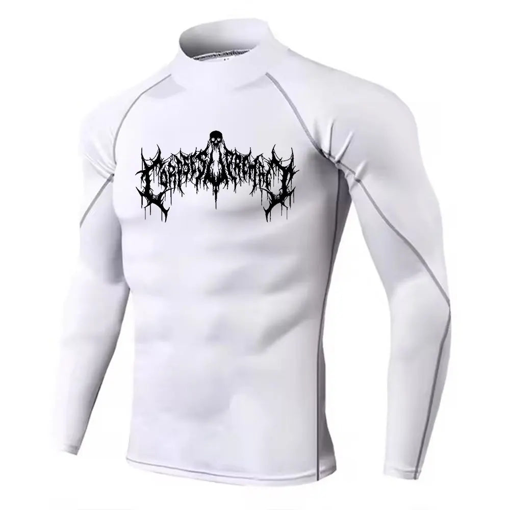 Mens Turtleneck Compression Rash Guard For Gym And Bodybuilding