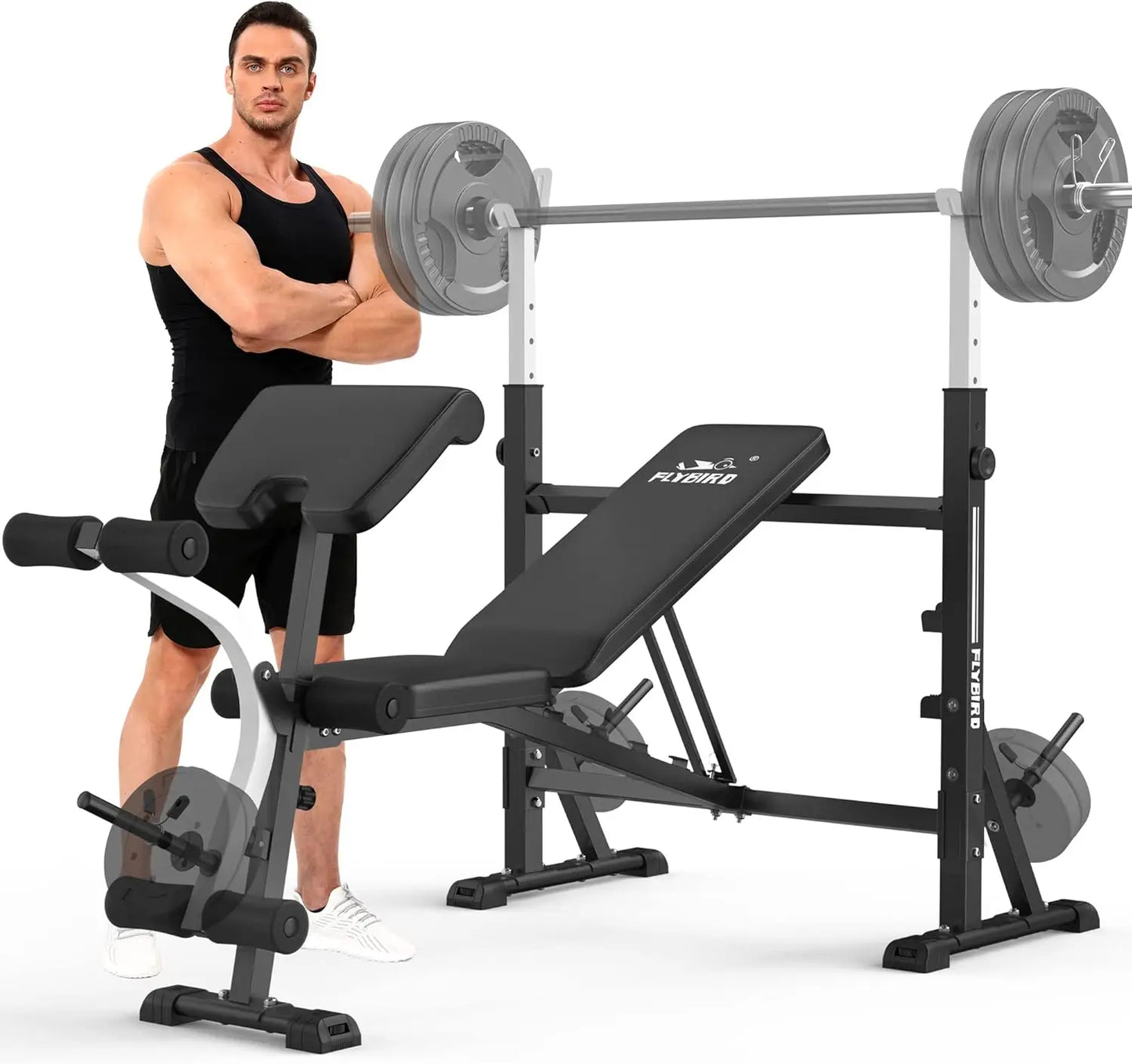 Adjustable Weight Bench with Bench Press Rack and Leg Extension