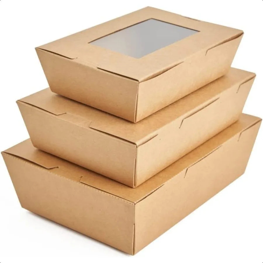 Ecofriendly Kraft Disposable Lunch Box Biodegradable Paper Food Container