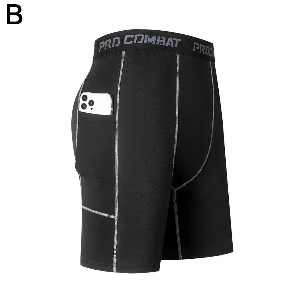 High Performance Men's Compression Shorts With Pocket For Sports