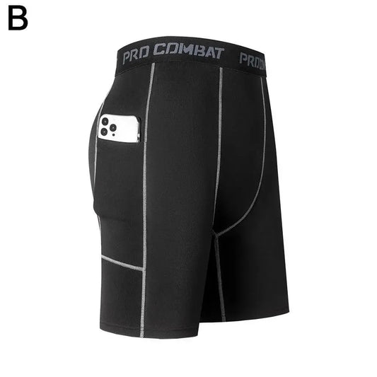 High Performance Men's Compression Shorts With Pocket For Sports