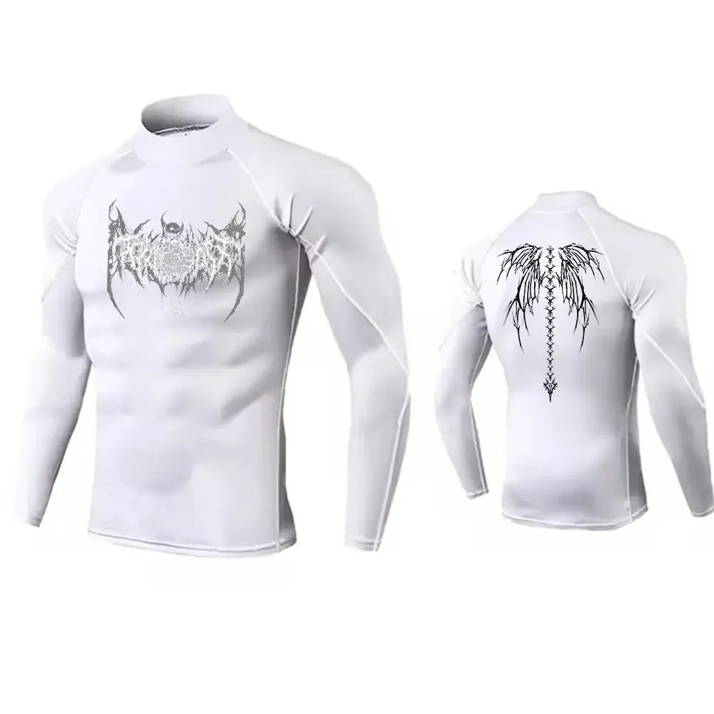 Mens Turtleneck Compression Rash Guard For Gym And Bodybuilding