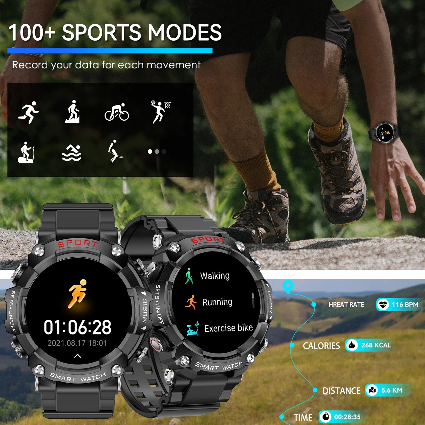 Vitality Wellness Store LaNikar Smart Watch AMOLED Headset Health Monitor