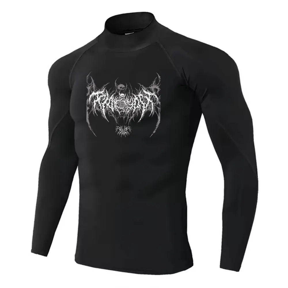 Mens Turtleneck Compression Rash Guard For Gym And Bodybuilding